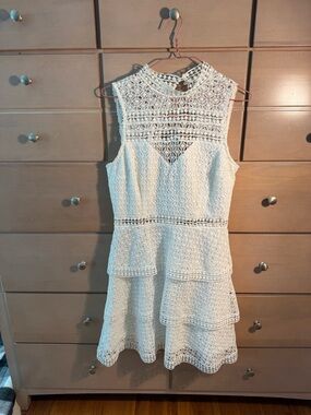Soieblu Off-White Crochet Lace Mini/Midi Dress Size L